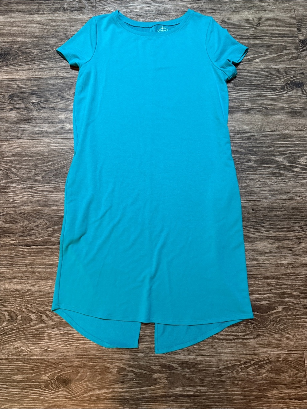 St. John's Bay Teal High-Low Short Sleeve Shift Dress